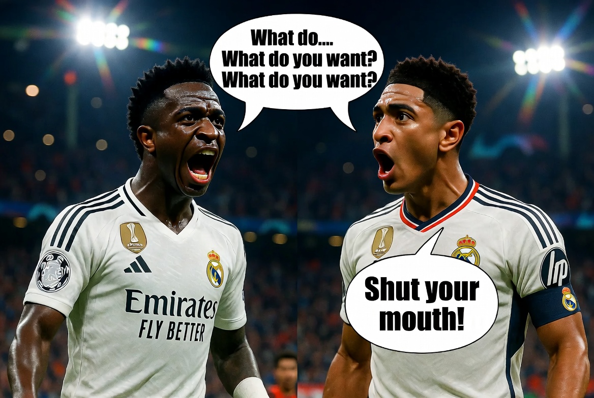 Vinicius to Bellingham: “What do you want? What do you want boy? Shut your mouth!” – The Shocking On-Field Clash That Has Real Madrid Fans in Meltdown