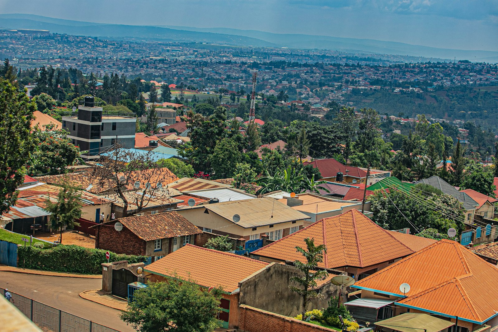 Kigali hillside neighborhood with houses, Rwanda